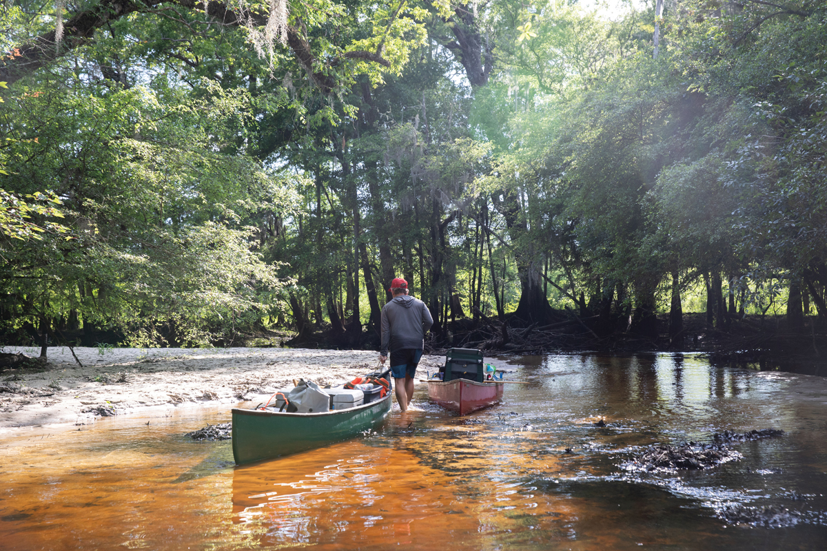 Day 1: Exploring the sandbar chosen for the campsite.