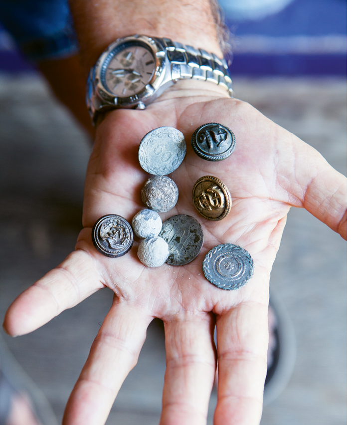 The late relic hunter David Bethel unearthed buttons, musket balls, and pieces of eight from the Abacos’ Colonial days