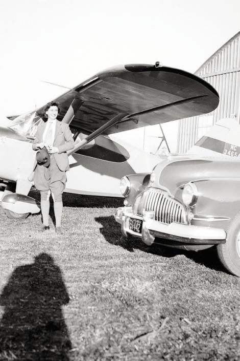 Belle at her airport hangar in Georgetown, South Carolina, in 1942; the U.S. Army commandeered it and her planes during World War