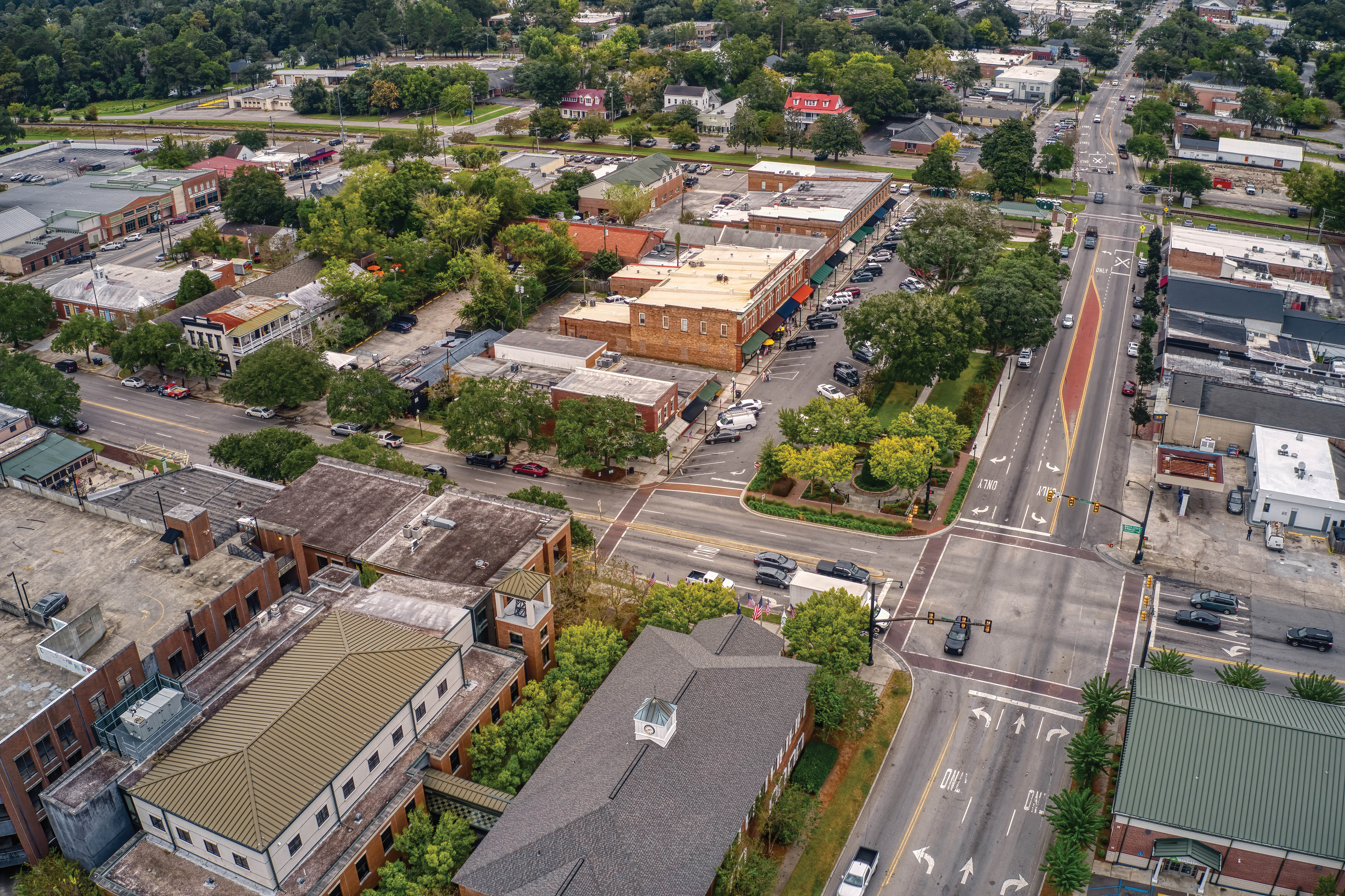 An aerial view of the historic district.