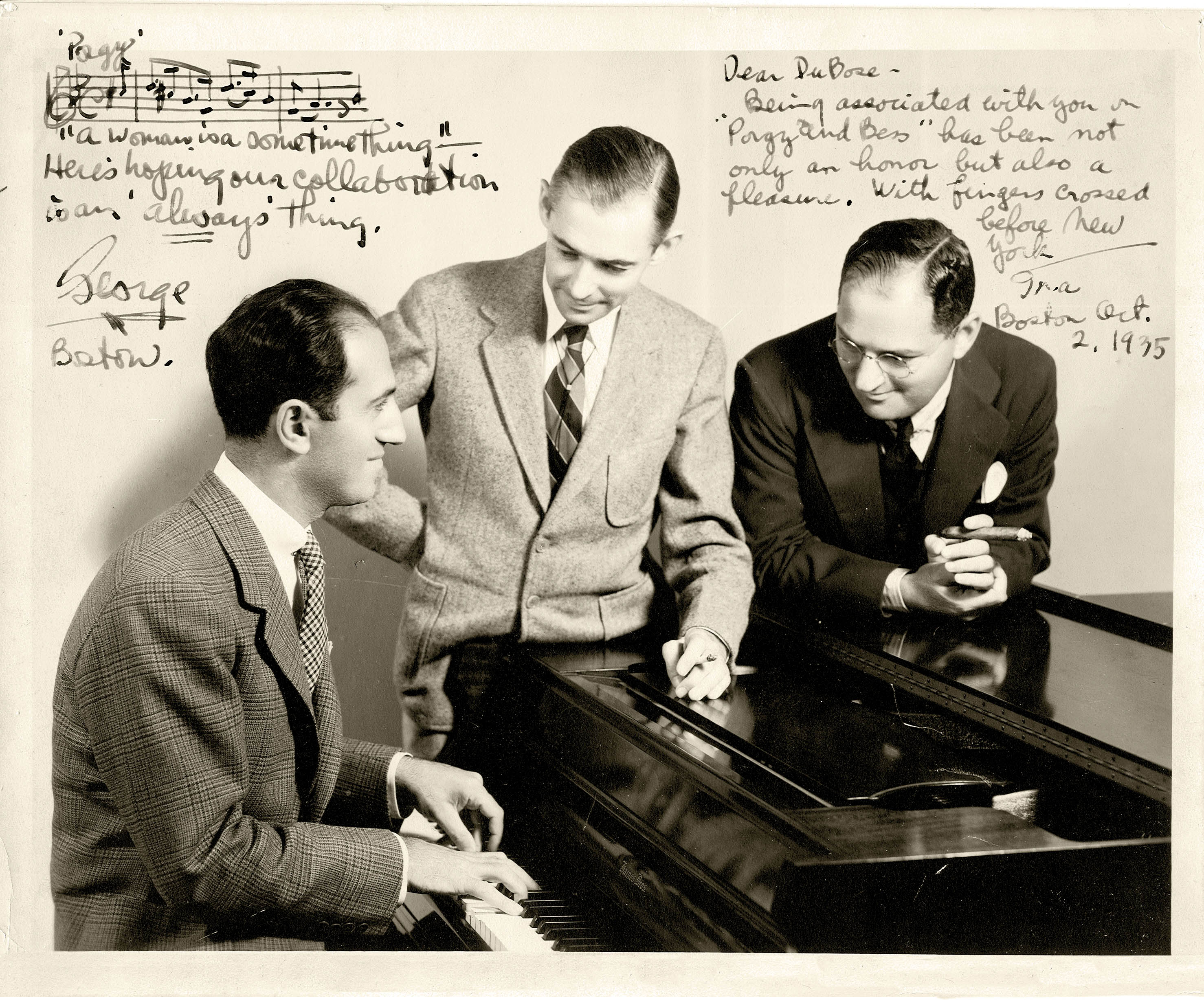 Classic Collaboration: DuBose Heyward (center) with George (left) and Ira Gershwin in October 1935.