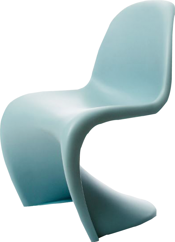 “Panton” chair in “ice blue” by Vitra, price upon request at Carolina Business Interiors