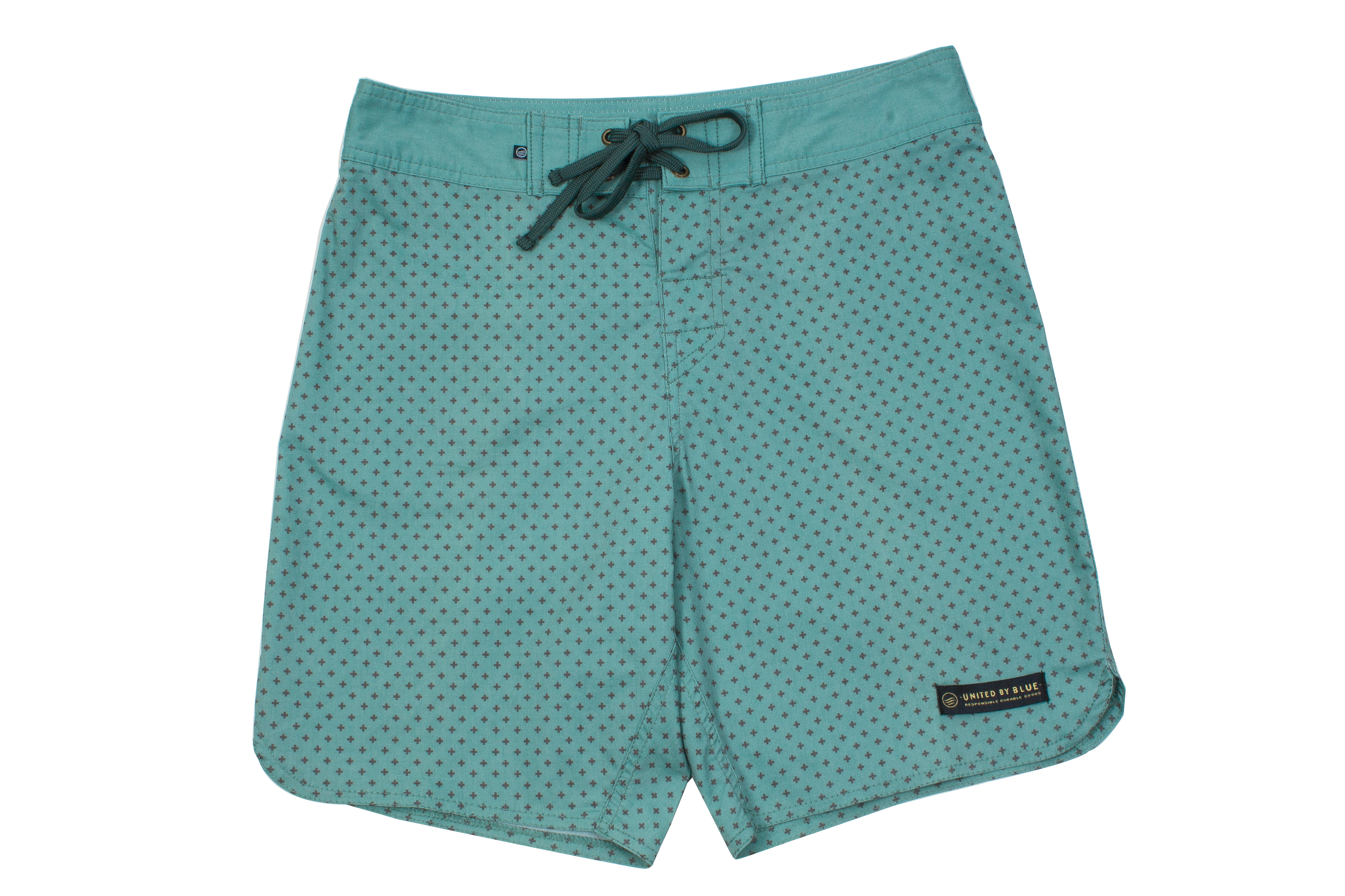 United by Blue &quot;Confluence Boardshorts&quot; in &quot;green cross dot,&quot; $68 at Hooley