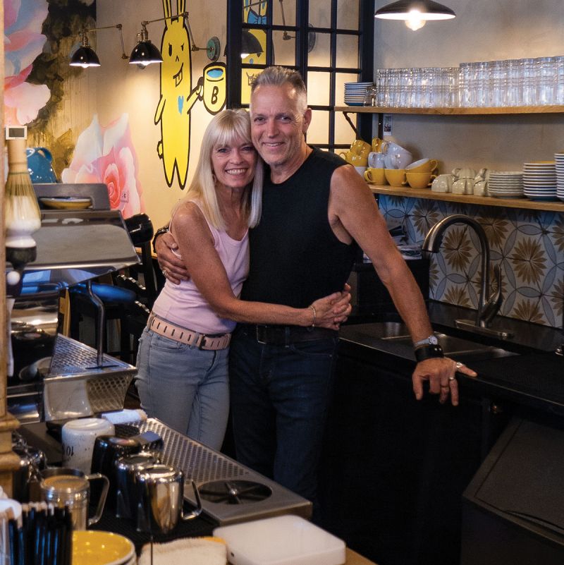 After years of collaborating as artists, husband and wife Rick Harden and Carol Frances opened Bad Bunnies Coffee last year at 116 Spring Street.