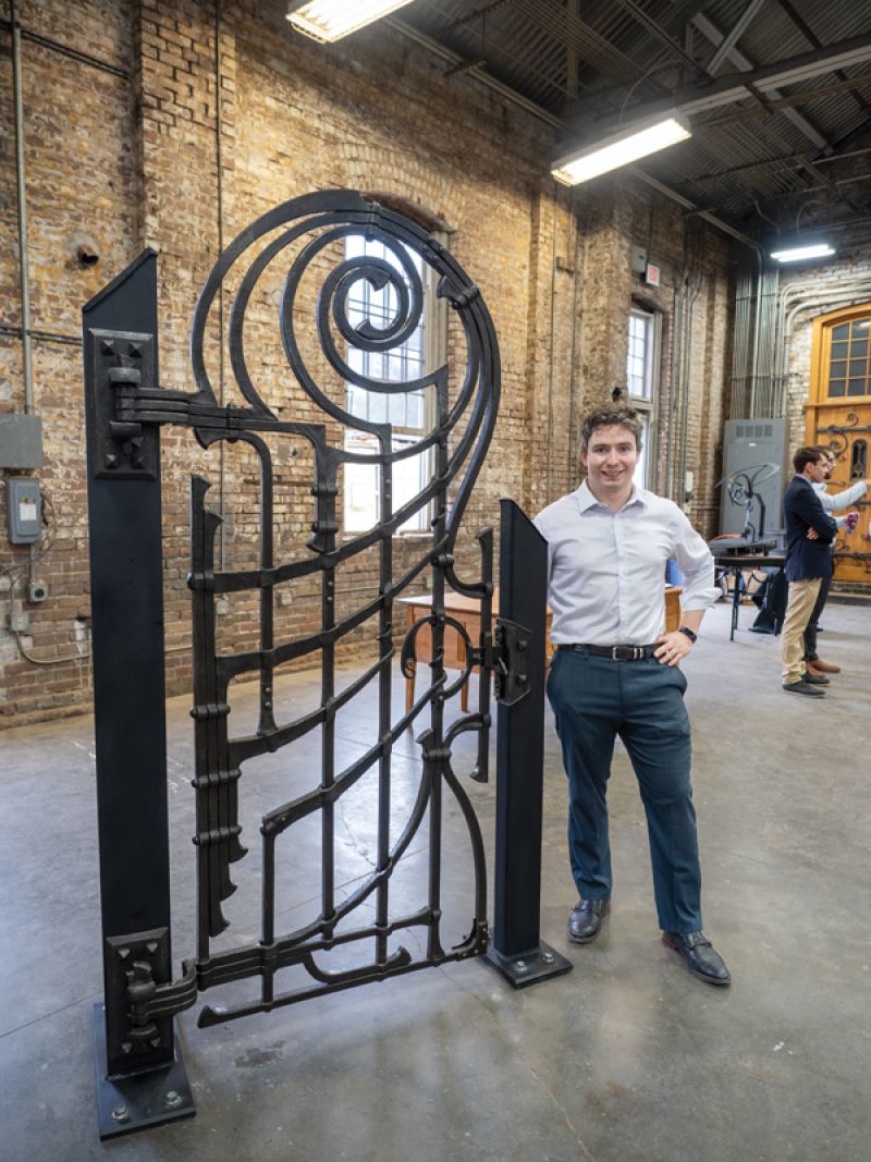 Paul Reilly’s hand-forged door with a Roman-inspired arch.