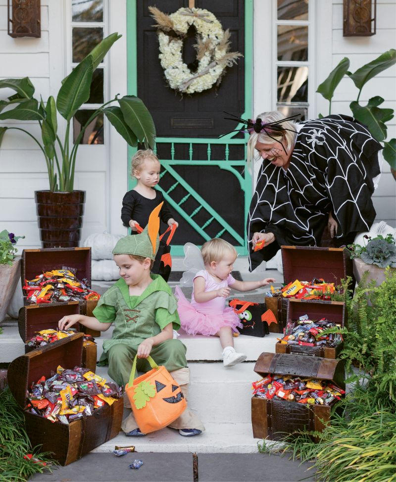 Lisa plans for about 400 visitors—pint- and parent-sized. Children get to choose three pieces of candy from these treasure chests.