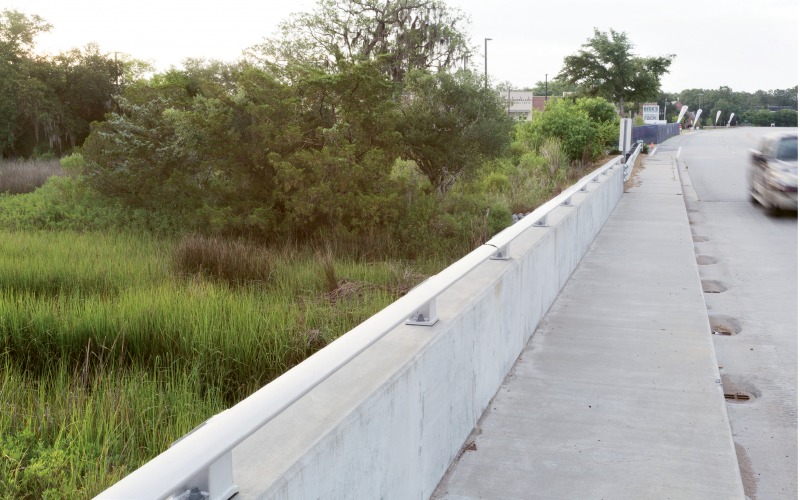 Bowman Road near Highway 17 crosses over near the headwaters of Shem Creek.