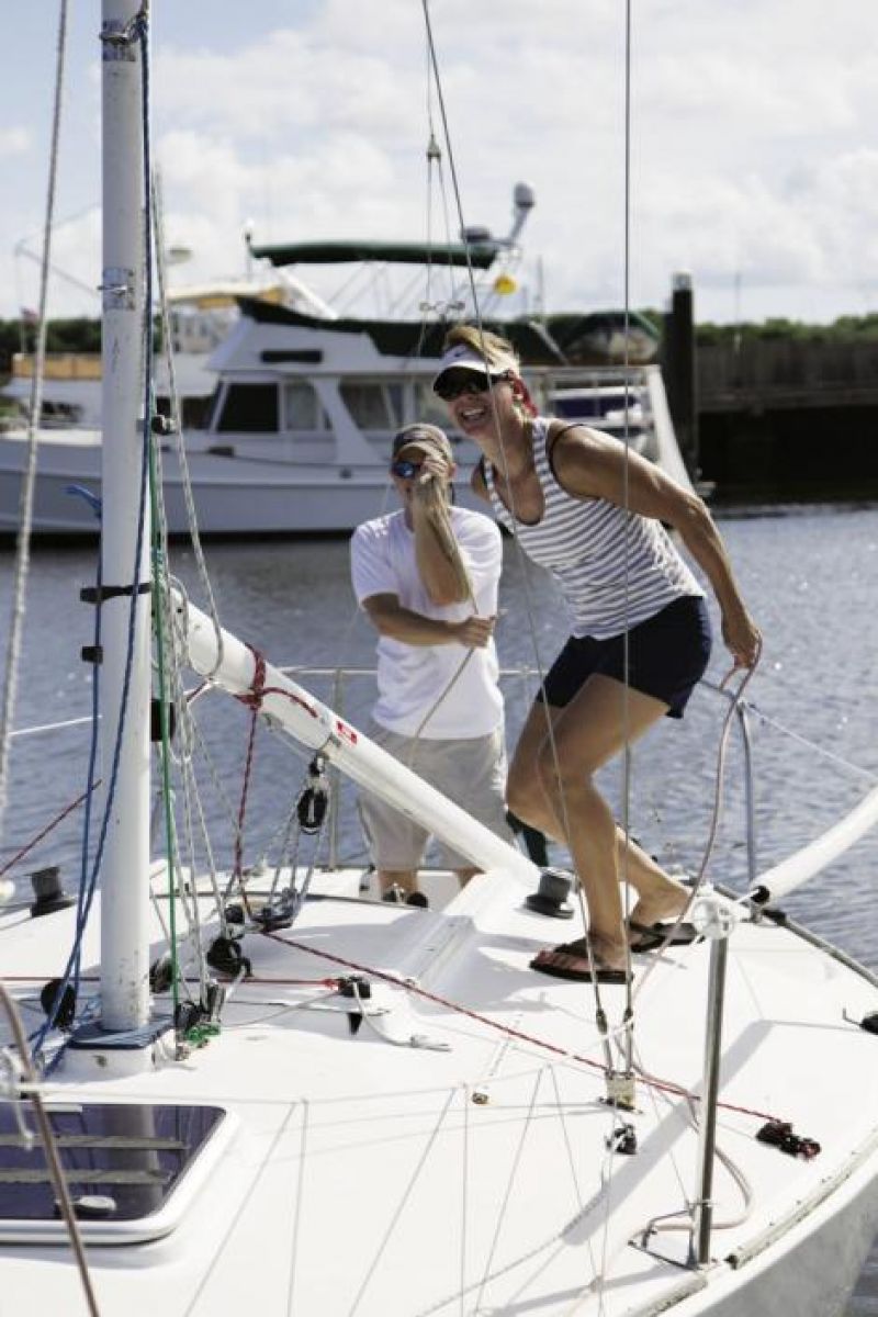 Rigging the boat is serious work—usually.