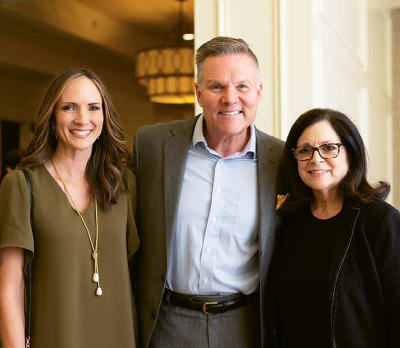 ABC News 4 host Erin Kienzle and meteorologist Tom Crawford with Anita Zucker