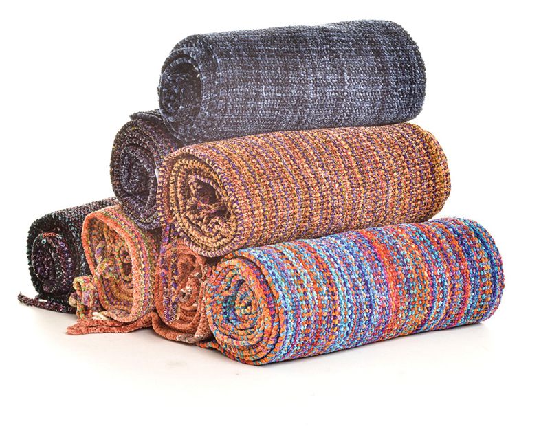 Woven scarves by Cindy Malovany.