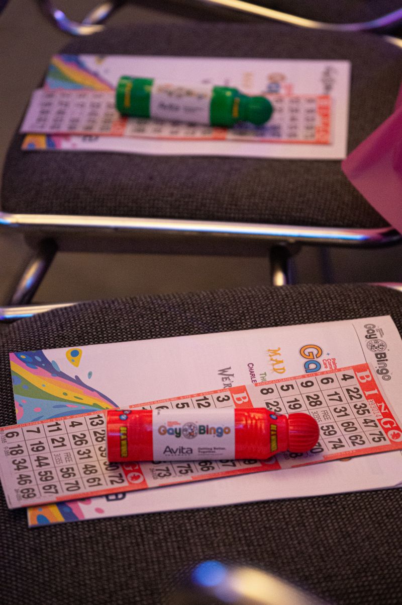 Before the games began, each guest received bingo cards and colorful blotters.