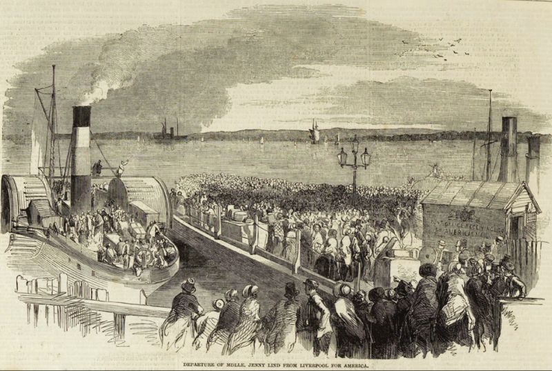 Making Headlines: The Illustrated London News reported Jenny Lind’s departure from Liverpool aboard the paddle ship Atlantic in August 1850.