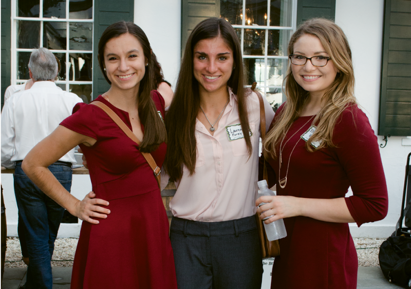 College of Charleston LDEI scholarship recipients Sara Romo, Lauren Furey, and Elizabeth Varnes