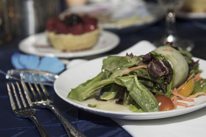 The Gaillard Center provided dinner, with zucchini-wrapped salad as the first course.