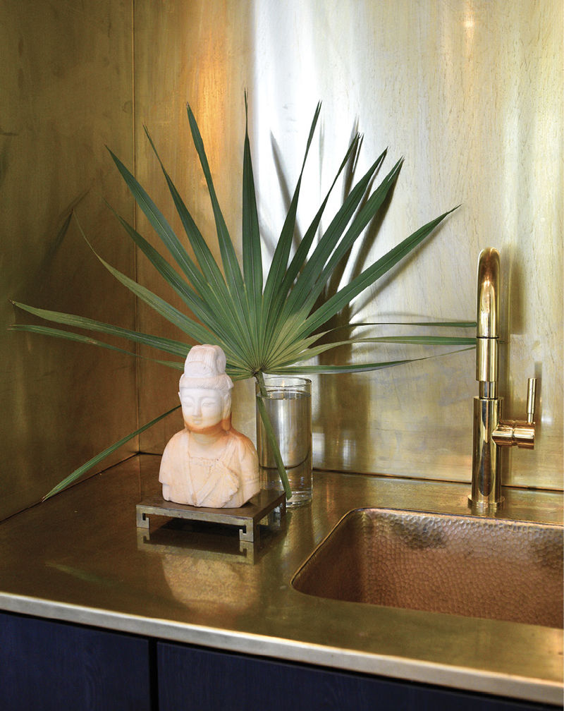 Unlacquered brass wet bar