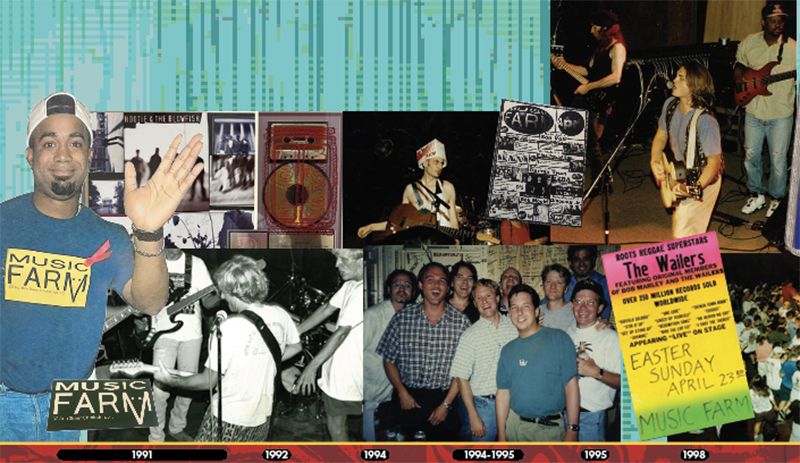 (Clockwise from above left) Darius Rucker, Hootie &amp; the Blowfish; Rick Miller, Southern Culture on the Skids; Edwin McCain playing with Uncle Mingo; Kevin Wadley (center), Carter McMillan (far right) and friends with Cracker in the band room at their last show as owners in 1998; The Archetypes.