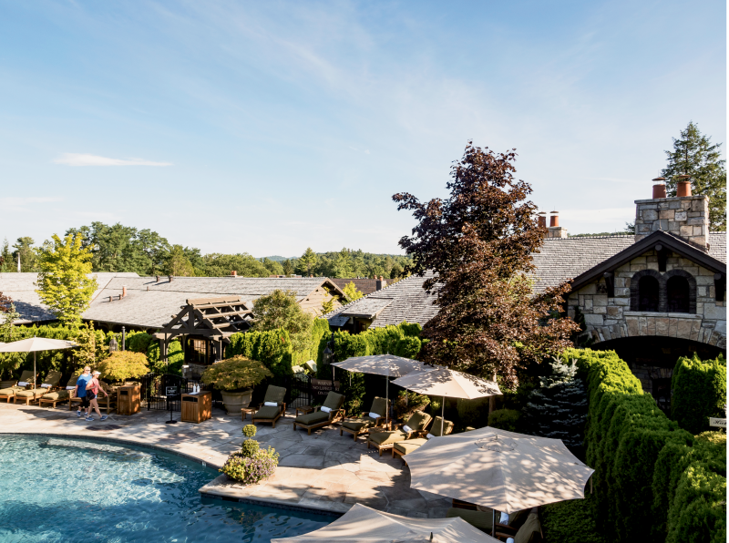 The Hickory Pool, one of two heated mineral swimming pools at the inn