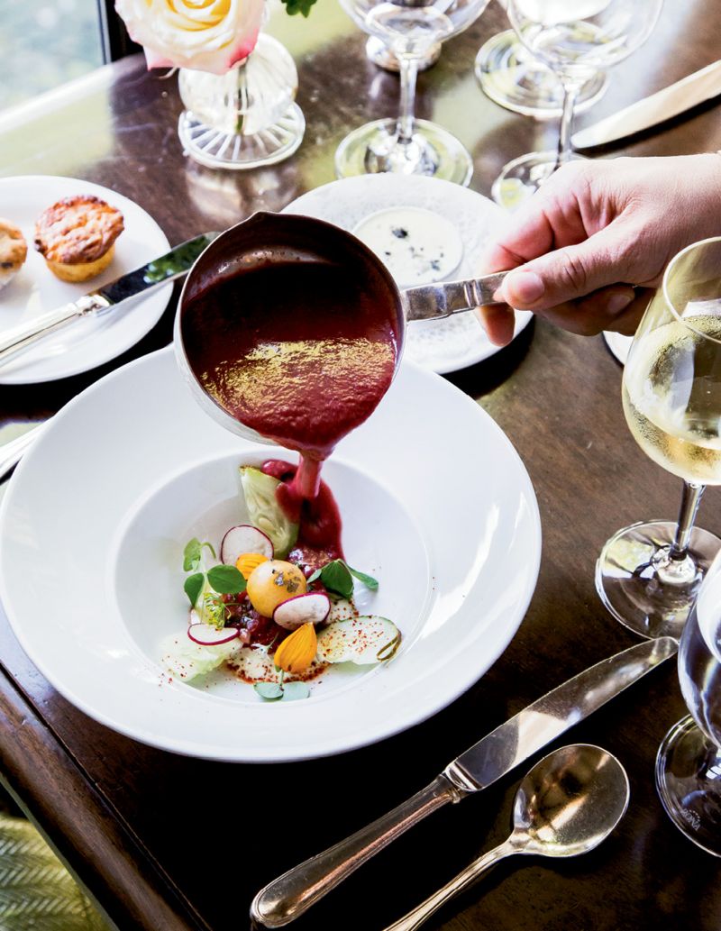 A summer gazpacho with ingredients freshly picked from the inn’s organic garden