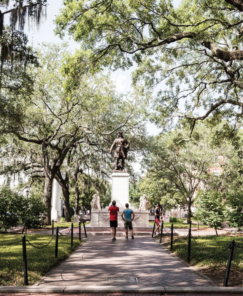 Georgia’s founder, General James Oglethorpe, memorialized in Chippewa Square