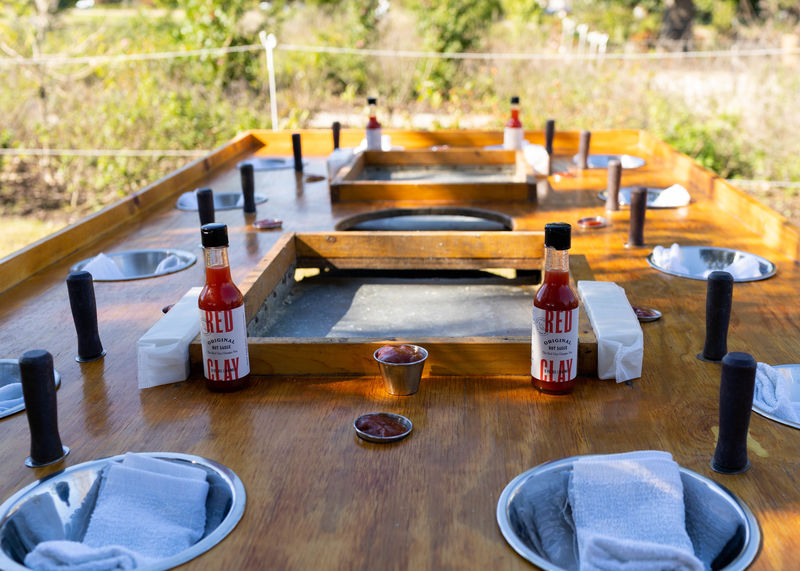 Red Clay Hot Sauce spiced up the local oysters.