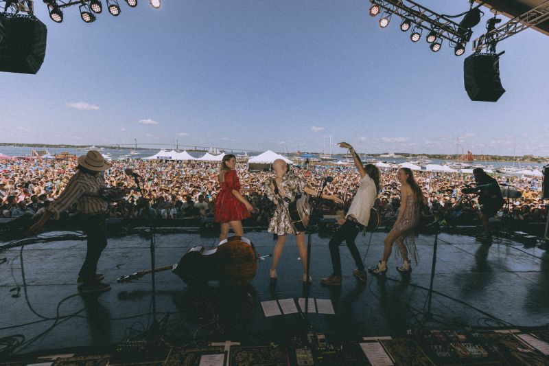 Molly Tuttle &amp; Golden Highway performing on the main stage at the Newport Folk Festival in July.