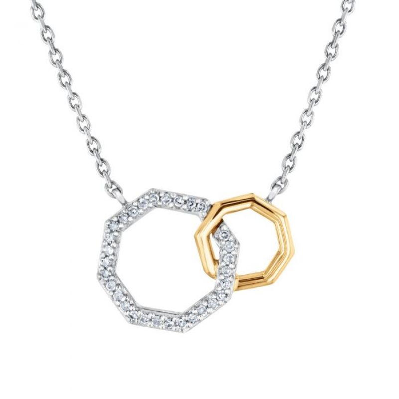 REEDS exclusive Stop Collection 1/10 ctw “Two-Tone Interlocking Octagon Diamond Necklace,” $150 at REEDS Jewelers