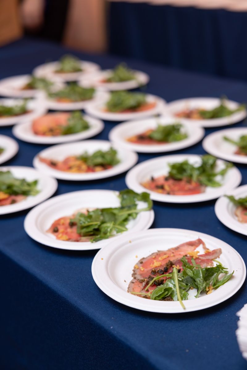 Chef Jeanne Oleksiak of Herd Provisions prepared carpaccio with arugula, capers, lemon, and parmesan.