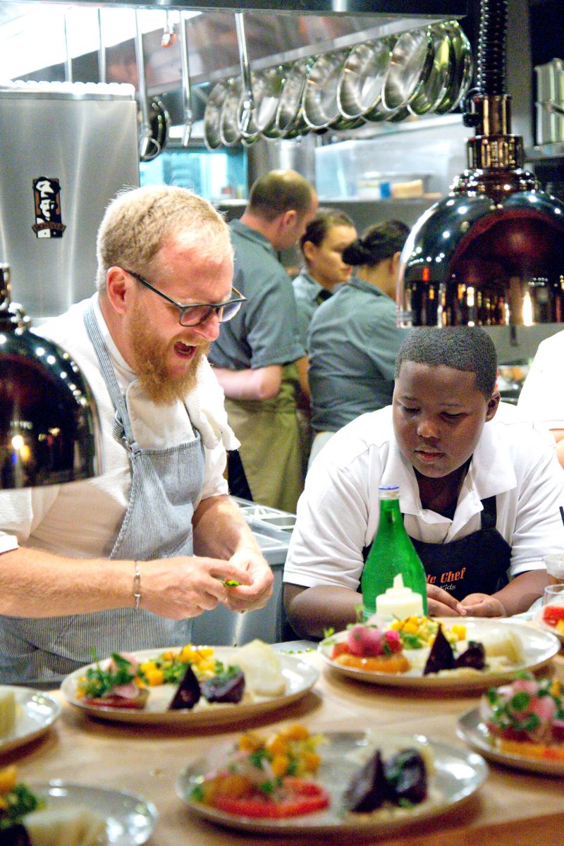 Big chef Jacques Larson and little chef Sean Halls