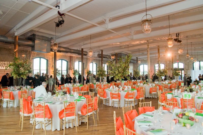 Table settings were complete with autumnal centerpieces.